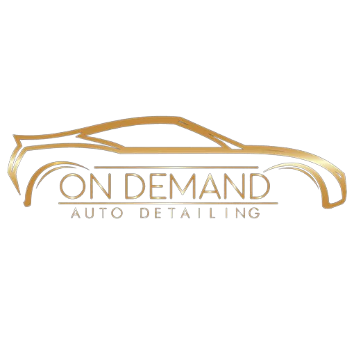 Luxurious golden car silhouette with the words "auto detailing" indicating a premium vehicle detailing service.