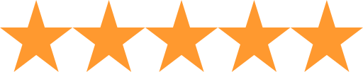 A row of five orange stars on a transparent background, suggesting a five-star rating, much like the excellence you'd expect from Leander in Car Detailing.